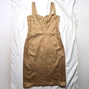 Diane von Furstenberg - JIWON Metallic Gold Wool Blend Dress Sz 10